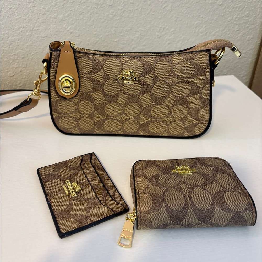 Coach Tan Monogram Trio Set
